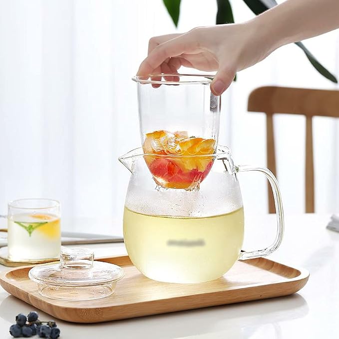 Water Pitcher Simple Glass Carafe with Vertical Liner High Borosilicate Glass Pitcher Household Teapot Juice Pot for Home, Restaurant, Coffee Shop Iced Tea Pitcher (Size : L)