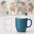Stackable Porcelain Coffee Mug Set of 4 – 16oz Large Handle, Space-Saving Ceramic Mugs for Kitchen & Coffee Bar, Microwave & Dishwasher Safe • Modern Home Gift