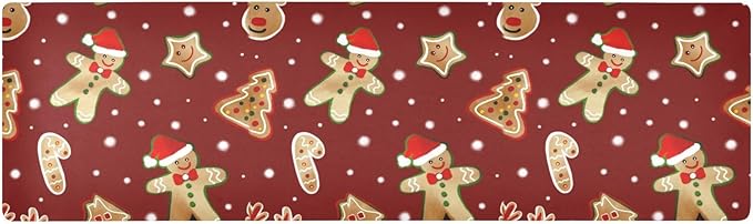 ALAZA Christmas Gingerbread Cookies Trivet Table Runner 40 Inches Long Trivet for Hot Pots and Pans/Hot Dishes,Table Protector Heat Up to 230F, Decorative Hot Plates Mat for Kitchen Countertop