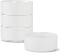 Stoneware Cereal and Soup Bowls Set of 4, 6 Inch Matte Glaze Ceramic Bowls for Breakfast & Oatmeal, Microwave and Dishwasher Safe, Matte White