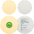 Larder & Vine Silicone Trivets for Hot Pots and Pans | Set of 4 Round Hot Pads for Kitchen | 7” & 9” Trivets for Hot Dishes | Heat-Resistant Silicone Mats for Kitchen Counter | Limoncello/French Gray