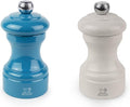Peugeot Bistro Pepper and Salt Mill Set, 4in - Beechwood Mills with Adjustable Grinding - For Peppercorns and Rock Salt, Corrosion-Resistant - Essential Kitchen Tools (Blue/Ivory)