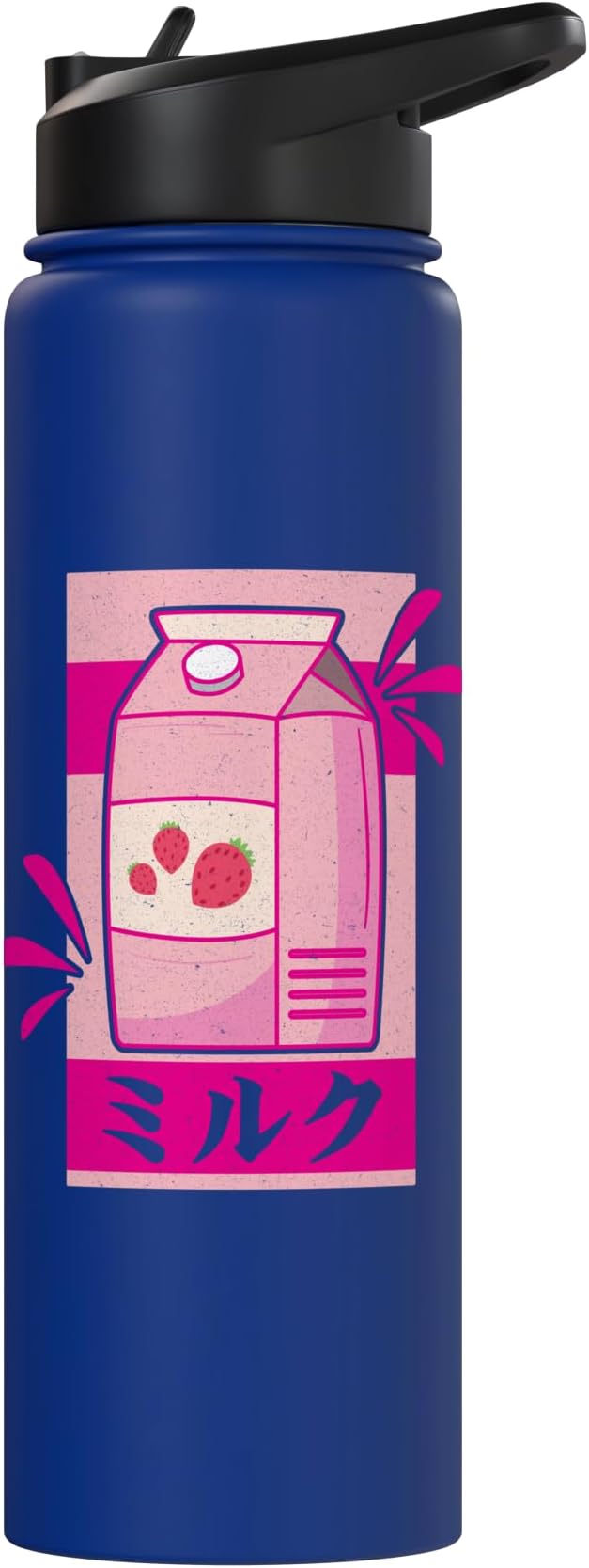 Kawaii Japanese Pink Retro 90s Strawberry Milk Carton Stainless Steel Insulated Water Bottle
