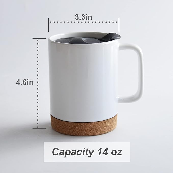 14oz Sublimation Coffee Mugs,Case of 6 Pieces | Removeable Cork Bottom and Splash Proof Lid Mug,with Brown Mail Order Box