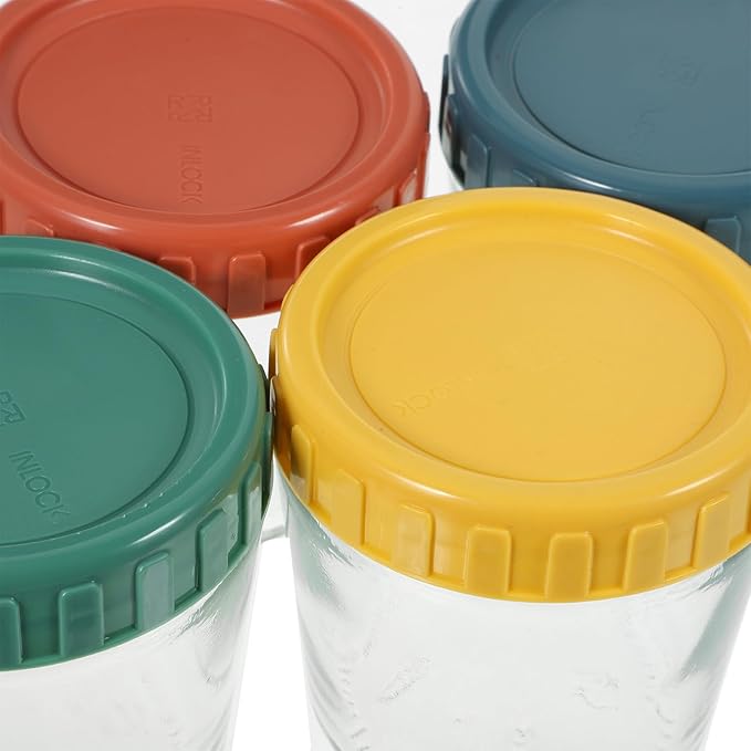 4pcs Glass Storage Jars with Airtight Screw Lids Small Glass Canisters for Tea Coffee Cereals with Sealing Rings for Kitchen and Meal Prep