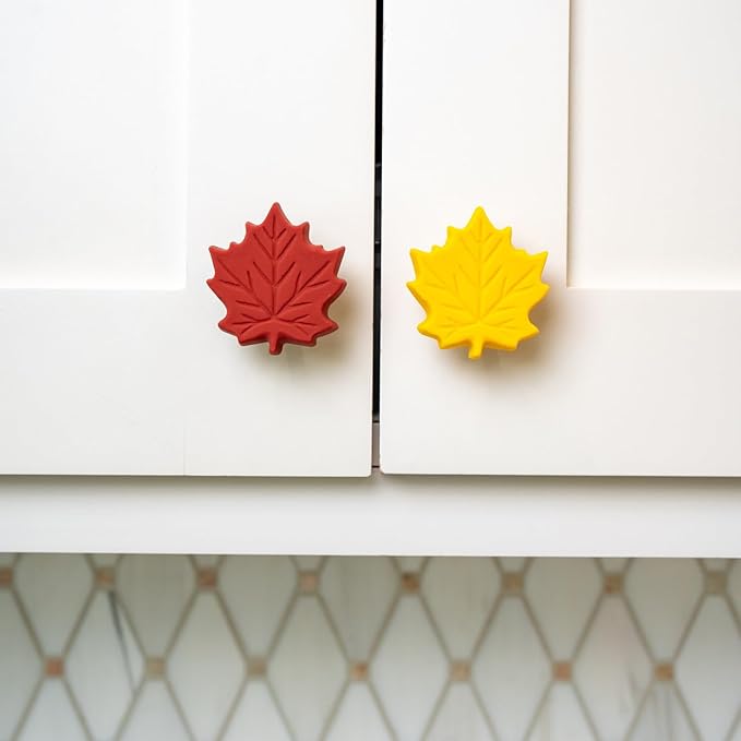Knobēz: Decorative Knob Covers - Fall Leaf - 12pk - Stretch Over Hardware Decorations, Cozy Seasonal Autumn Colors, Kitchen-Bathroom-Dressers-Home