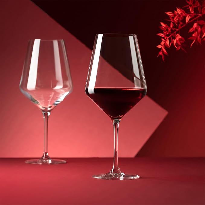 Krosno Crystal Red Wine Glasses | Set of 4 | 24.7 oz | Avant-garde Collection | Ideal for Home, Restaurant and Party | Dishwasher Safe | Lead-Free Crystal Glass