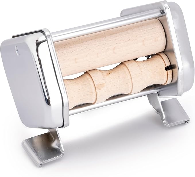 Imperia Mille Gnocchi Pasta Cutter Attachment- Heavy Duty Steel Construction- Machine Accessory cuts Fresh Homemade Gnocchi, Cavatelli & More- Made in Italy, Easy to Use Wooden Roller- Italian Gift