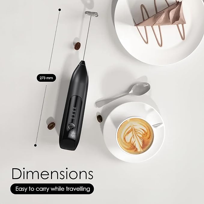 GOCHA | FrothMaster X2 Rechargeable Milk Frother – 2-Speed Handheld Foam Maker for Coffee, Lattes, Matcha – USB-C Charging, Stainless Steel Whisk, Stand Included (Black)