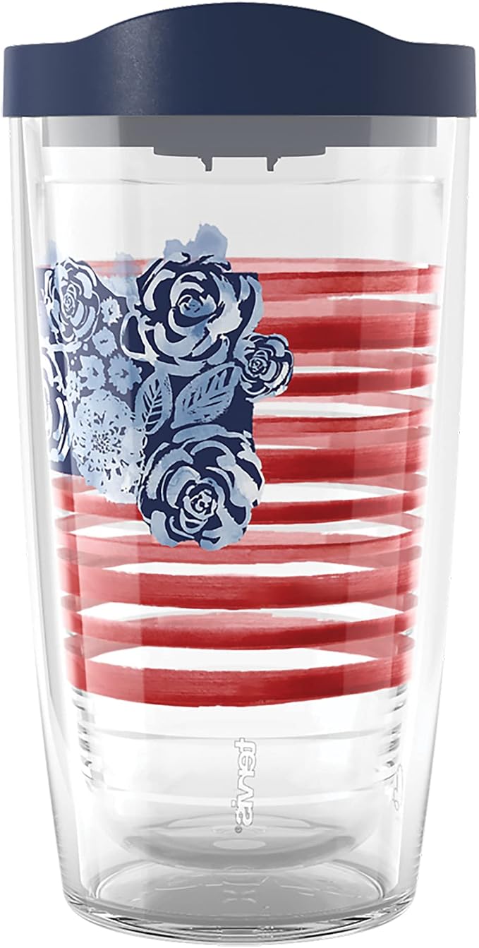 Tervis Sara Berrenson - Home Sweet Home American Flag Made in USA Double Walled Insulated Tumbler Travel Cup Keeps Drinks Cold & Hot, 16oz, Classic