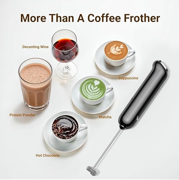 ECO CREST-Premium Whisk Milk Frother – Handheld Electric Coffee Frother with Adjustable Speed | ABS + Stainless Steel Build, 1200mAh Rechargeable Battery
