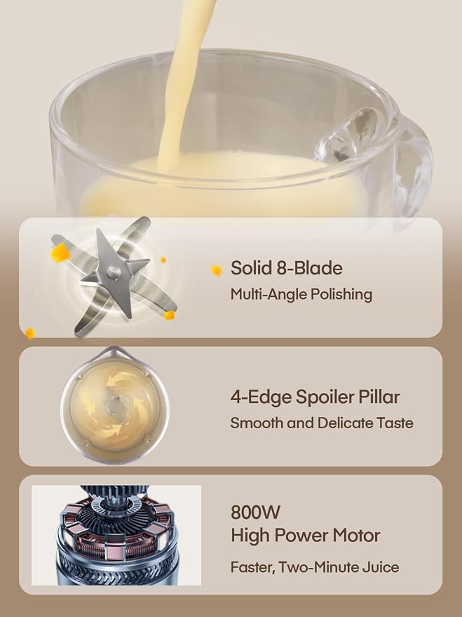 FOHERE 35oz Nut Milk Maker Machine - Automatic Plant-Based Milk Maker for Homemade Almond, Oat, Soy & Vegan Milk | 8-in-1 Dairy-Free Beverage Maker with 12H Smart Timer & Self-Cleaning