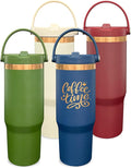 30 oz Tumbler Bulk with Handle and Straw, Vacuum Insulated Tumblers with Flip Straw and Top Handle, Leakproof Powder Coated Tumbler, Stainless Steel Travel Mug for Coffee Water (Mixed, 4 Pack)