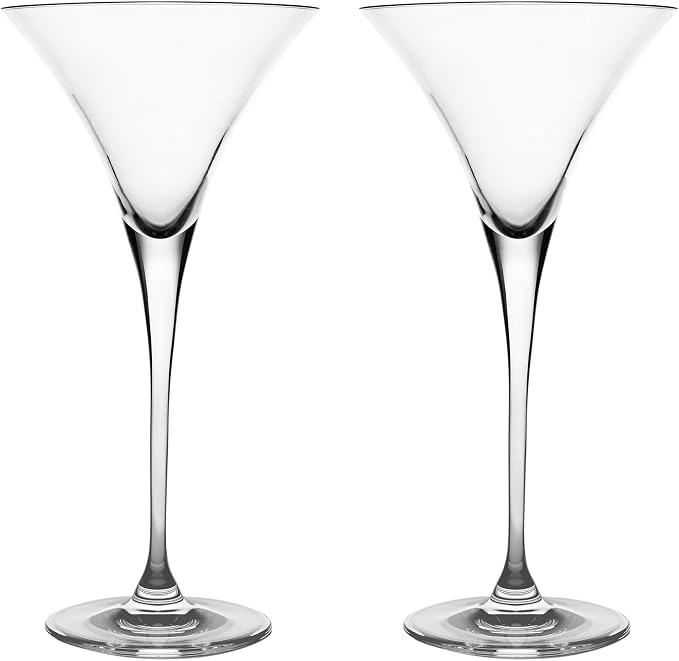 Barski Martini - Glasses - Handmade - Glass - Set of 2 - Tall Stem - Classic Clear - 9 Oz. - Made in Europe