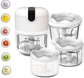White 3 CUP Cordless Mini Food Chopper,Small Food Processor Mini for Garlic,Nut,Meat(100+250+350ML), CQ3654