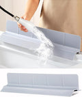 Kitchen Sink Splash Guard 18" 23" Self-Draining Silicone Water Guard with High Splash Wall & Strong Suction Cups for Faucet, Countertop & Sink Edge, Keeps Sinks Dry, Dishwasher Safe, Gray