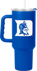 Logo Brands NCAA 40 oz Tumbler with Handle -Stainless Steel Insulated Travel Tumbler with Straw Lid – Powder Coated, Leak-Resistant, Keeps Drinks Hot/Cold – Great for Tailgating, or Everyday Use