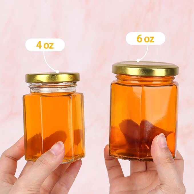 4 oz Mini Glass Honey Jars | 30-Pack Honey Jars with Wood Dippers, Gold Lids, Gift Bags, Bee Charms, Labels, Tags, Twine | Perfect for Baby Shower Party Favors, Wedding Favors, Bridal Showers