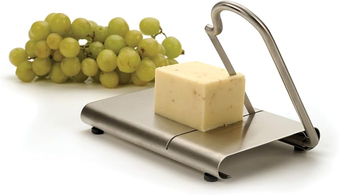 RSVP International Endurance Collection Cheese Slicer, Guillotine Style Sleek Modern Design, Stainless Steel Blade, Non-Skid Feet, Dishwasher Safe, 7x5.25" Base, 4" Blade