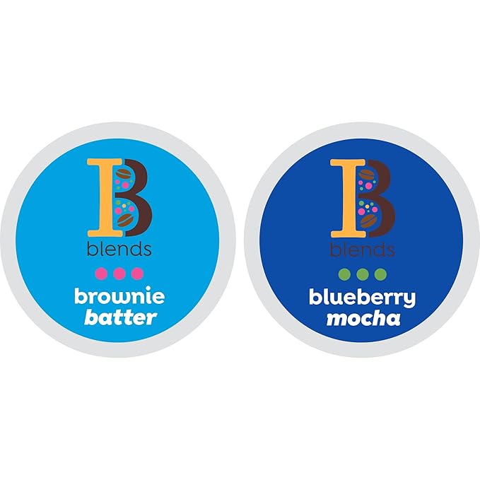 Intelligent Blends Blueberry Mocha & Brownie Batter Flavored Coffee Pods Variety Pack, 32 ct, Medium Roast Single Serve Pods – 100% Arabica Coffee, Compatible with Keurig K Cups Maker