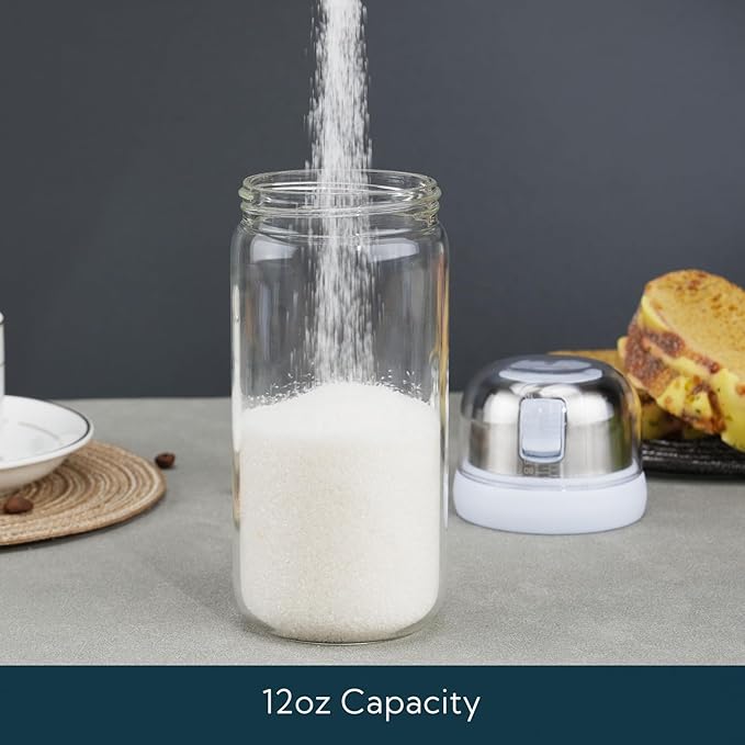 KITCHENDAO Precision Pour Glass Oil Dispenser and Glass Sugar Dispenser with Side Pour Spout
