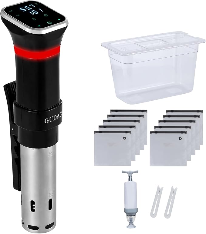 Sous Vide Precision Cooker, 1100 Watts, Sous Vide Machine Kit, Immersion Circulator, With 6L Water Container and 10pcs Sous Vide Bags