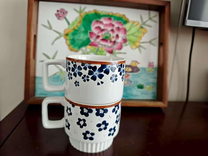 Ceramic Coffee Mugs 12 oz, Cups Set of 2, Mug for Coffee Milk Latte Cappuccino Tea, for Office Home shwasher Microwave Freezer Safe（Blue）