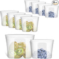 Reusable Sandwich & Snack Bags, 8 Pack 100% Silicone Stand Up Zip Lock Food Storage Bags for Food Container, Freezer Microwave Oven Dishwasher Safe, 4 Small 4 Extra Small, Translucent