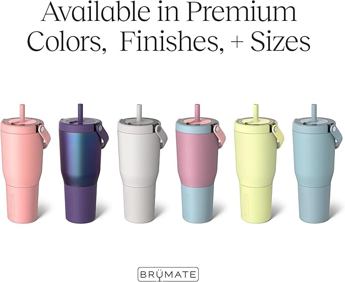 BrüMate Resa 35oz 100% Leakproof Travel Tumbler w/Handle & Straw | Flexible SoftSip Straw | Silicone Sleeve for Durability | Stainless Steel | Cup Holder & Travel Friendly Water Bottle (Matte Black)