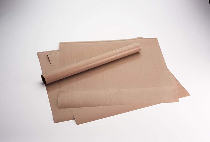 5 Sheets - PTFE Non-Stick Baking Sheet/Pan Liners 6.7 mil thick - Used for Food Processing, Heat Press Transfers, and many other manufacturing uses (Brown, 20" x 20")