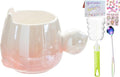 Pearl Ceramic Coffee Mug for Tea Latte Milk Cute Love Shape Cup for Home Office Women Gift 6.5 oz (pink fat bunny, 430 ml)