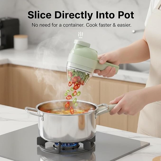 4-in-1vegetable cutter,multi functional electric vegetable slicers,garlic chopper mini, garlic food processor, electric wireless food slicer