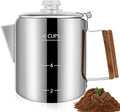 6 Cup Percolator 304 Stainless Steel Coffee Pot Coffee Maker Coffee Machine with Solid Wood Handle Transparent Knob Stovetop Greca Mocha for Induction Home and Camping 1000ml 33.8oz