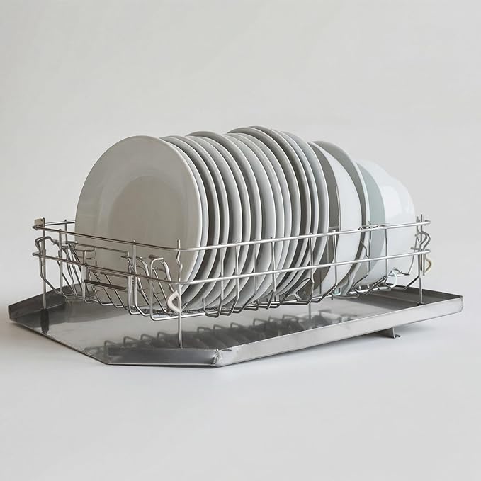 FillTouch Stainless Steel Dish Drain Rack with End Opening, Kitchen Drainboard, Rustproof Utensil Drying Rack for Sink Countertop