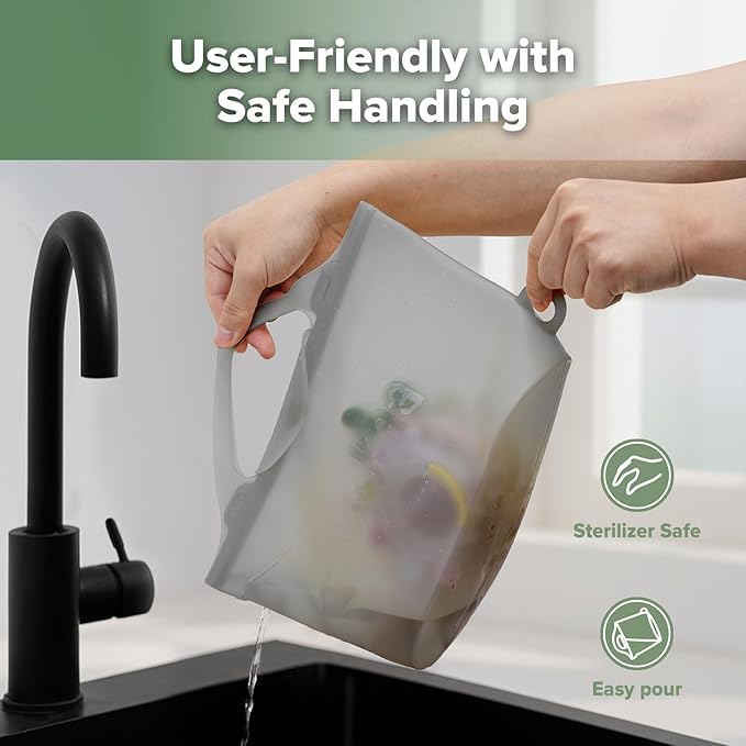 Haakaa Silicone Microwave Steamer & Steriliser Bag, 70oz/2000ml Large Capacity Reusable Steaming Bags for Baby Bottles, Breast Pump, Accessories, Pacifiers,Teethers, Great for Home&On The Go,Grey/2PCS
