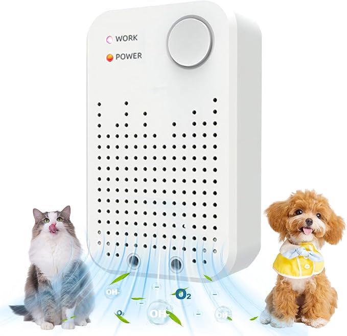 Cat Litter Deodorizer, Cat Odor Eliminator for Home, Litter Box Deodorizer, Quiet Portable Plug In Air Purifiers for Bedroom, Kitchen, Bathroom, Office, Air Ionizers for Smoke, Formaldehyde, Dust