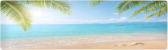 Summer Beach with Green Coconut Trees Trivet Table Runner 40 Inches Long Trivet for Hot Pots and Pans/Hot Dishes,Table Protector Heat Up to 230F, Decorative Hot Plates Mat for Kitchen Countertop