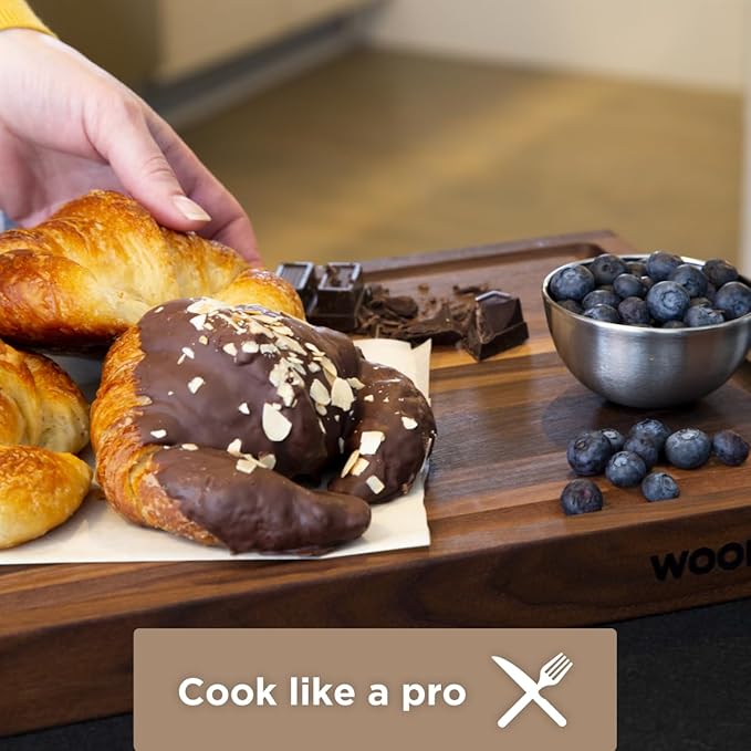 Medium Wood Cutting Board from American Walnut - A Butcher Block That Comes with Juice Groove for Cutting Meat and Juicy Veggies Easily - Walnut Chopping Board - 16x12x1.5 inches