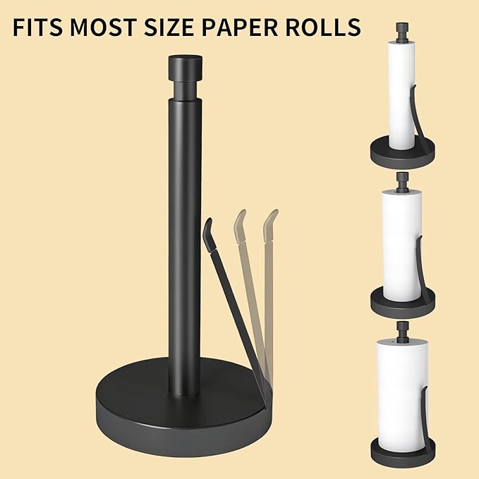 YUMORE Paper Towel Holder Countertop, Paper Towel Holder with Weighted Base Non Slip, Standing Paper Towel Roll Holder for Kitchen Bathroom, Stainles Steel