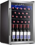 Antarctic Star Wine Cooler/Cabinet Drink Refrigerator Fridge, 36 Bottle Freestanding Wine Chiller with Stainless Steel, Double-Layer Glass Door Touch Screen for Home Office/Bar, 4.4Cu.Ft., Silver