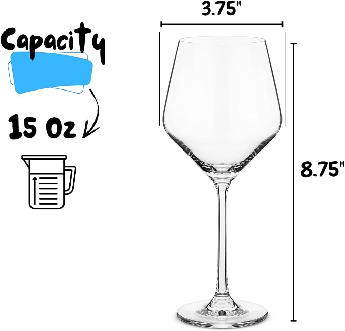 BTaT- Wine Glass Set, 12 Pack, 15oz, Long Stem Glasses | Elegant Stemmed Wine Glasses Red White Wine Champagne Cocktails Beverage Serving Home Restaurant Events