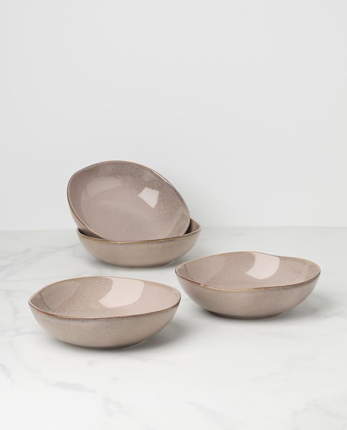 Oneida Dinnerware Set, Organic Shades Clay Pasta Bowls, Set of 4, Service For 4, Dishwasher and Microwave Safe, Made of Stoneware, Salad Bowl, Pasta Bowl, Home, Kitchen and Dining (Clay, 4 Pieces)