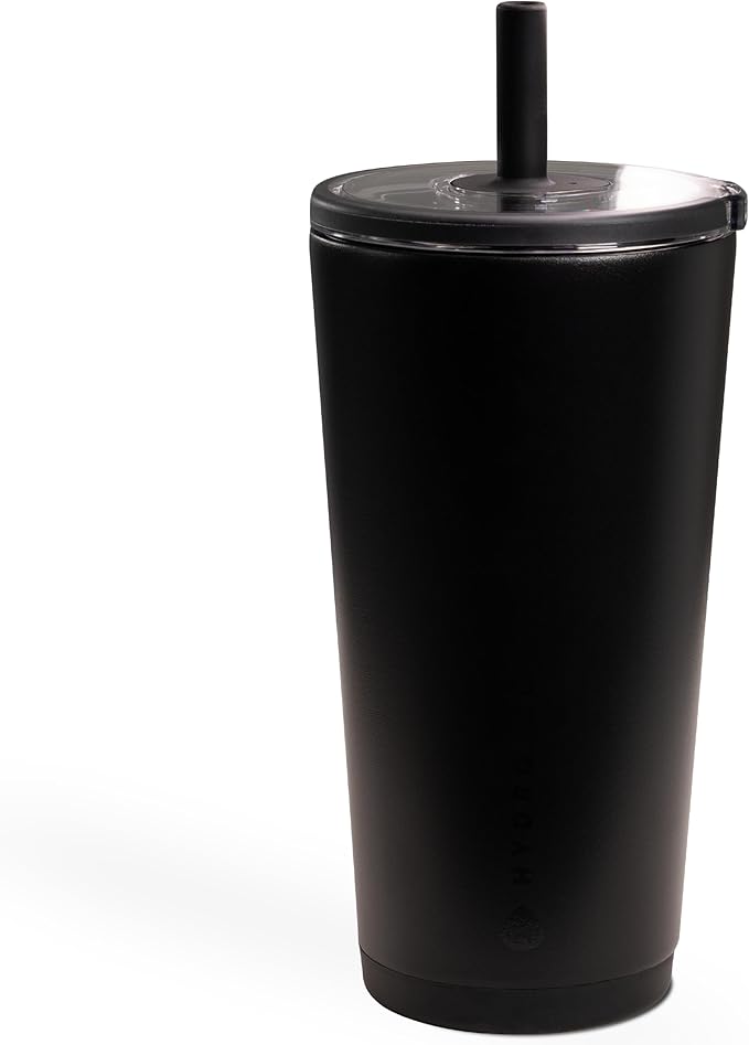 HydroJug Everyday Tumbler 20 oz, Ceramic-Lined Straw Cup, Black