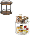 LAMU 2 Tier 9'' Lazy Susan and 10.2'' Wood Lazy Susan Turntable Organizer for Cabinet