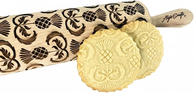 THISTLES Embossing Rolling Pin Laser engraved rolling pin with Thistle flowers Gift for mother friend