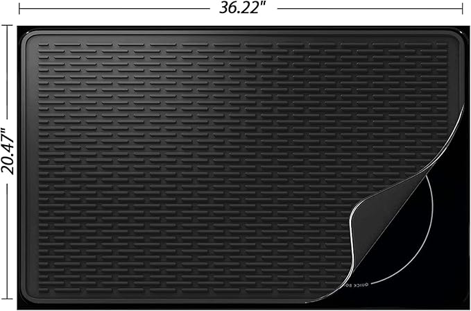 Stove Top Cover for Electric Stove- Range Covers for Electric Stove,Silicone XXL Dish Drying Mat, Glass Cooktop Covers, Flat RV Range top Mats (Black, 36"x21")