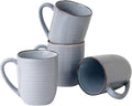 famiware Tempus Coffee Mugs Set of 4, 14 oz Coffee Cup Set, Stoneware Mugs with Handle for Coffee, Tea, Cocoa, Milk, Cappuccino, Microwave Safe - Pearl Blue