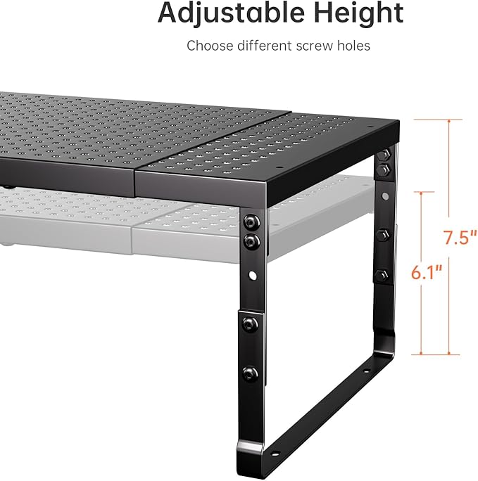 Cabinet Shelf,Expandable Adjustable Stackable Kitchen Organizer,for cabinets, Kitchens, countertops, bathrooms Shelf Organizer (2Packs/Black,Medium)