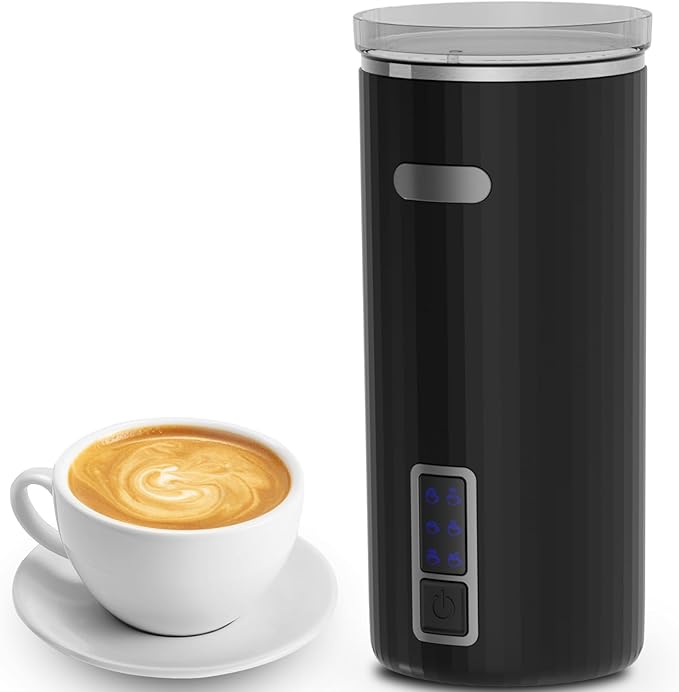 Electactic Milk Frother, 6-in-1 Electric Milk Steamer, 8.5oz/250ml Automatic Warm and Cold Foam Maker and Milk Warmer for Latte, Cappuccinos, Macchiato, From the Makers of Instant 400W, Black