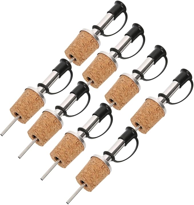 Ciieeo Stainless Steel Wine Pourer Cork Stopper – 8-Piece Set Liquor Bottle Pourer for Home Bars Easy Pour Spout for Wine and Oil Dispensing